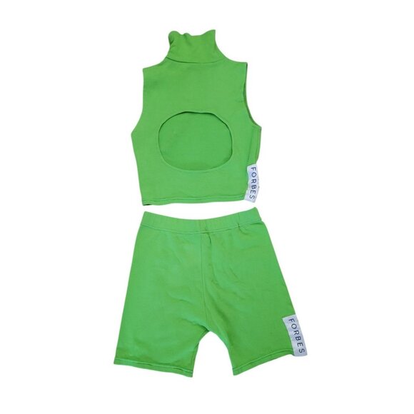 Lily Forbes Green Two-Piece Sleeveless Turtleneck Top & Shorts Set - Picture 3 of 5